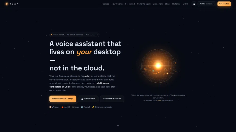 Homepage snapshot at launch