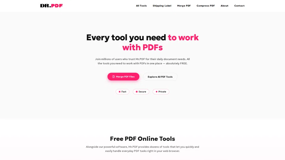 Homepage snapshot at launch