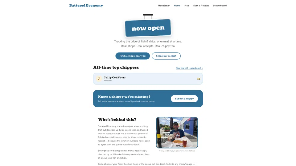 Homepage snapshot at launch