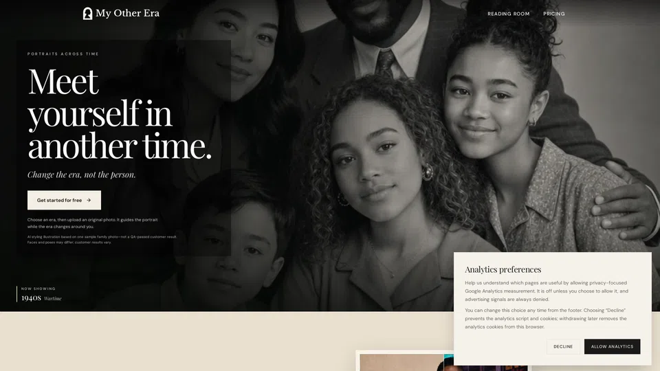 Homepage snapshot at launch