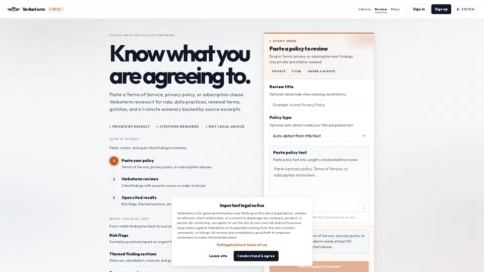 Homepage snapshot at launch
