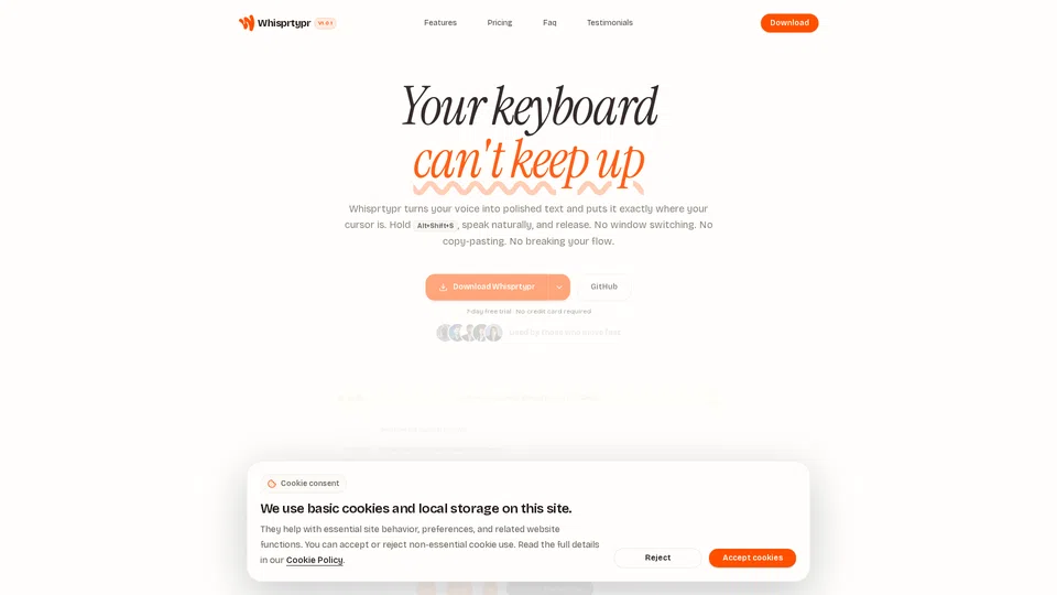 Homepage snapshot at launch
