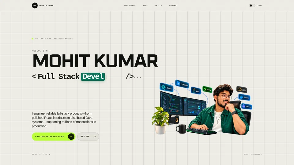Homepage snapshot at launch