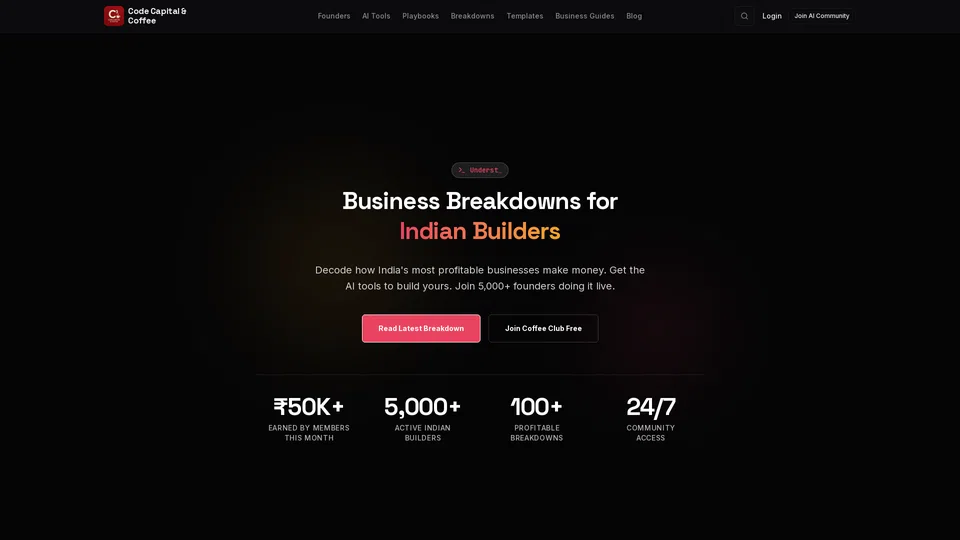 Homepage snapshot at launch