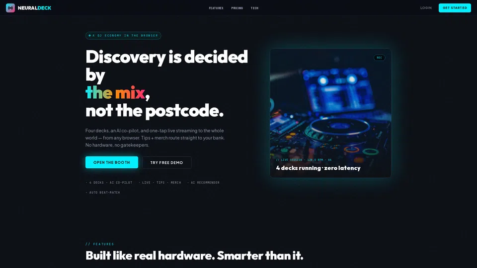 Homepage snapshot at launch