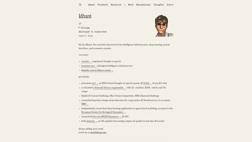 Homepage snapshot at launch