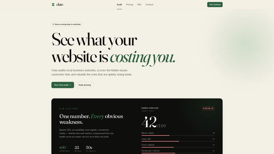 Homepage snapshot at launch