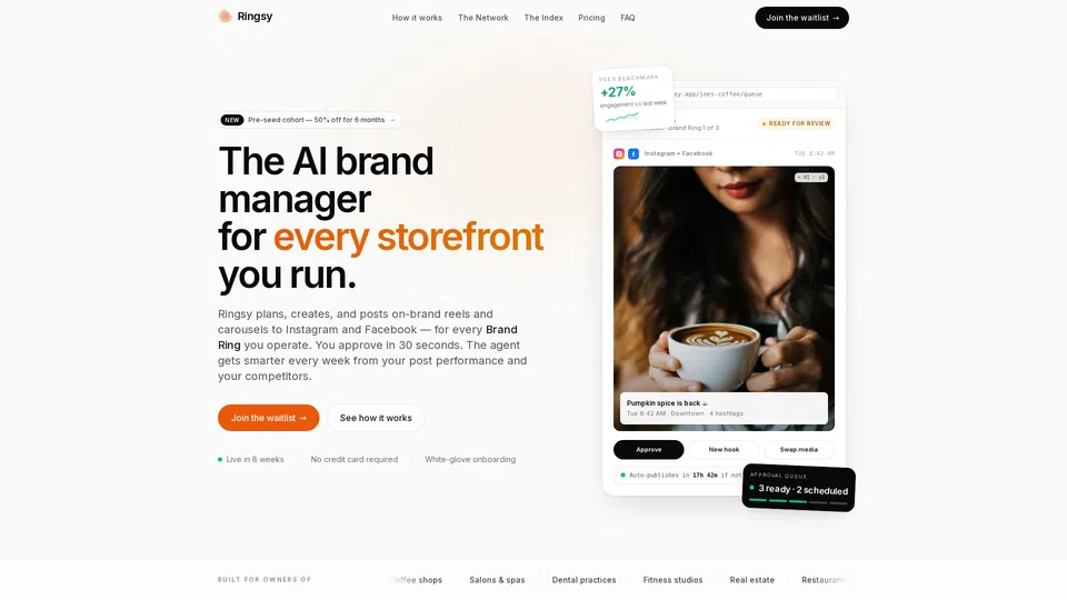 Homepage snapshot at launch