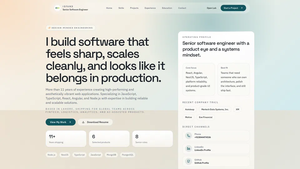 Homepage snapshot at launch