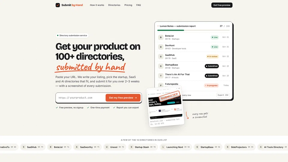 Homepage snapshot at launch