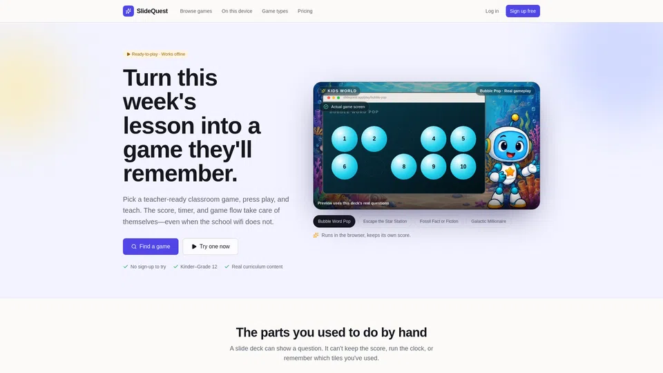 Homepage snapshot at launch