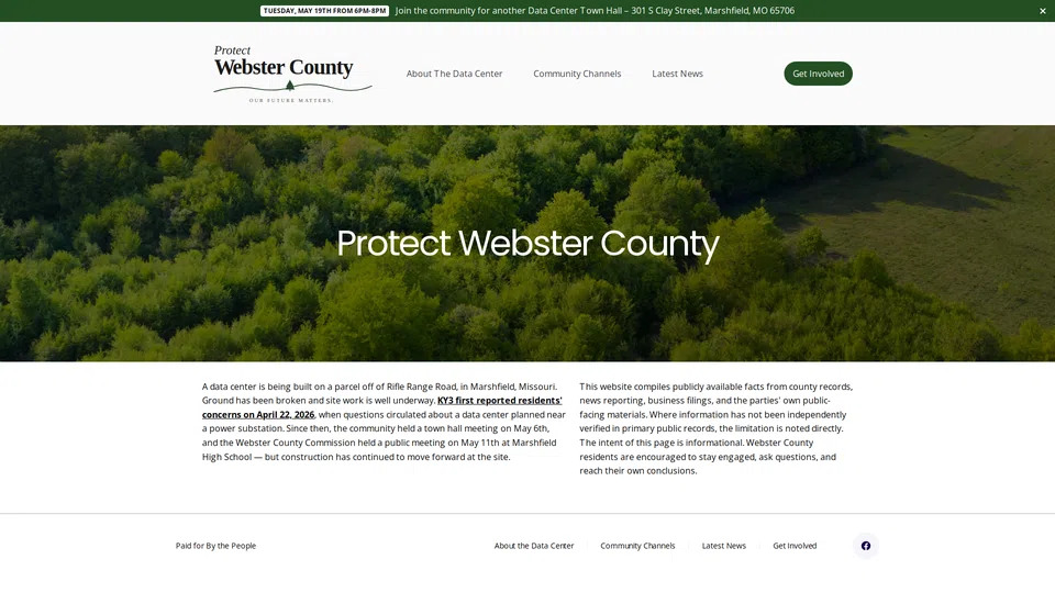 Homepage snapshot at launch