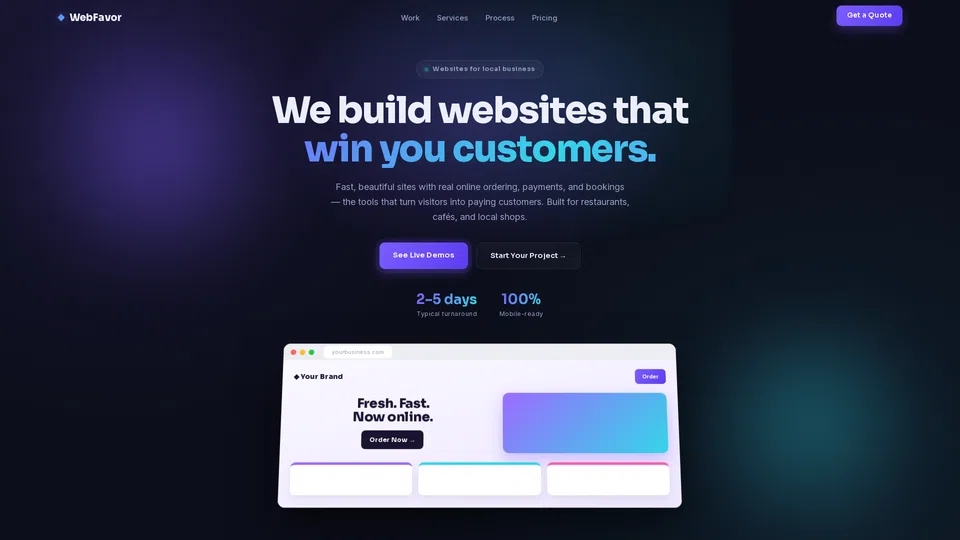 Homepage snapshot at launch