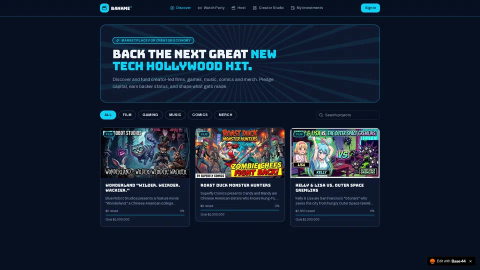 Homepage snapshot at launch