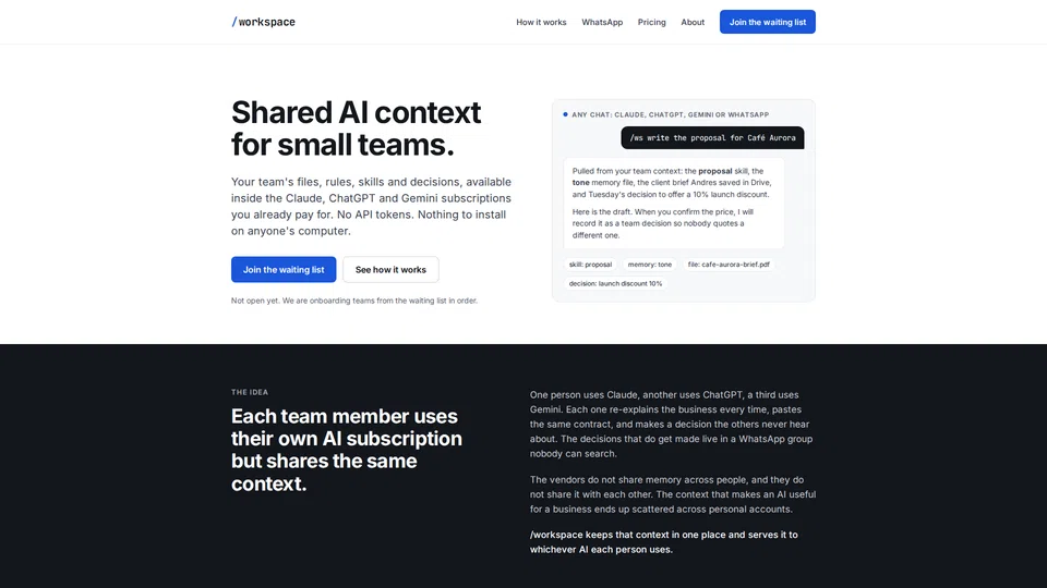 Homepage snapshot at launch
