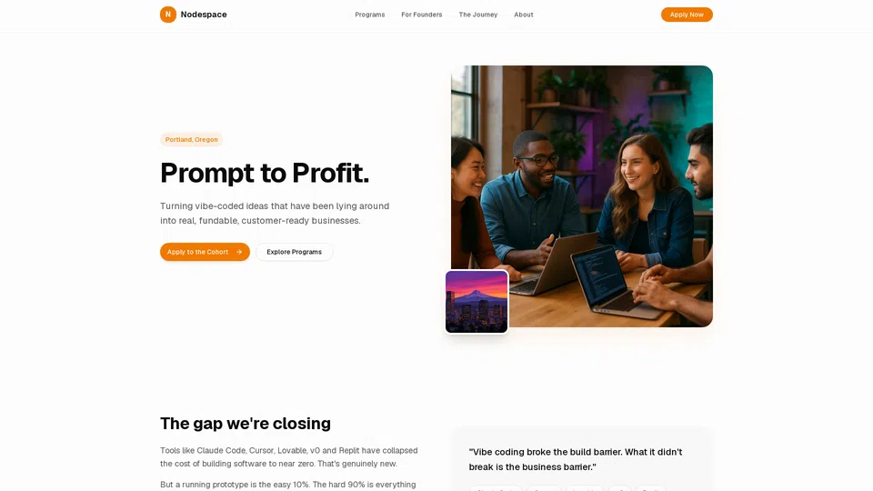 Homepage snapshot at launch