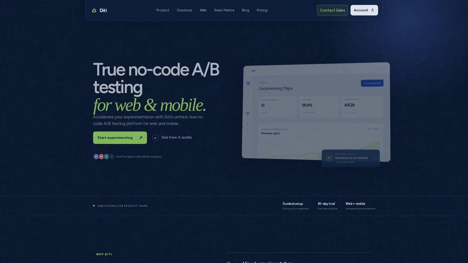 Homepage snapshot at launch