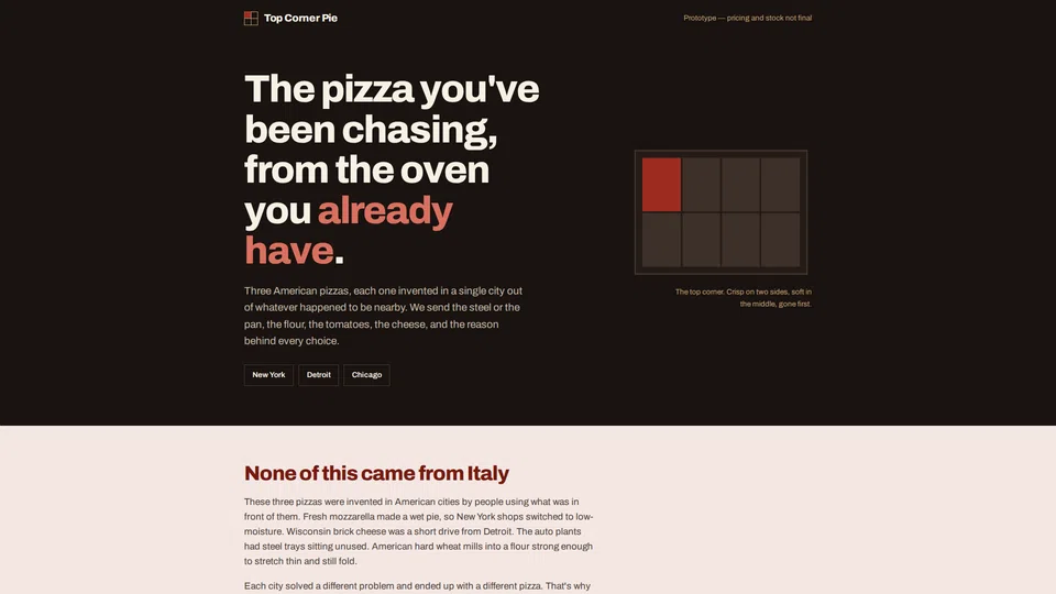 Homepage snapshot at launch