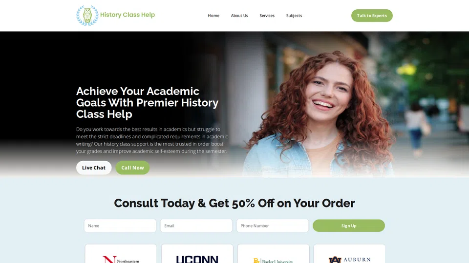 Homepage snapshot at launch