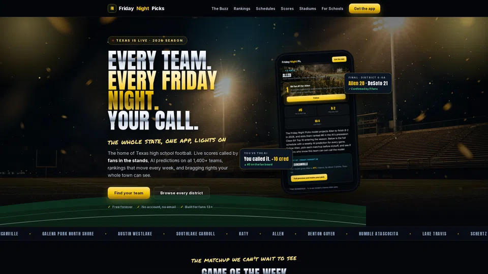 Homepage snapshot at launch
