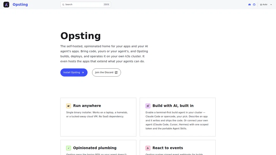 Homepage snapshot at launch
