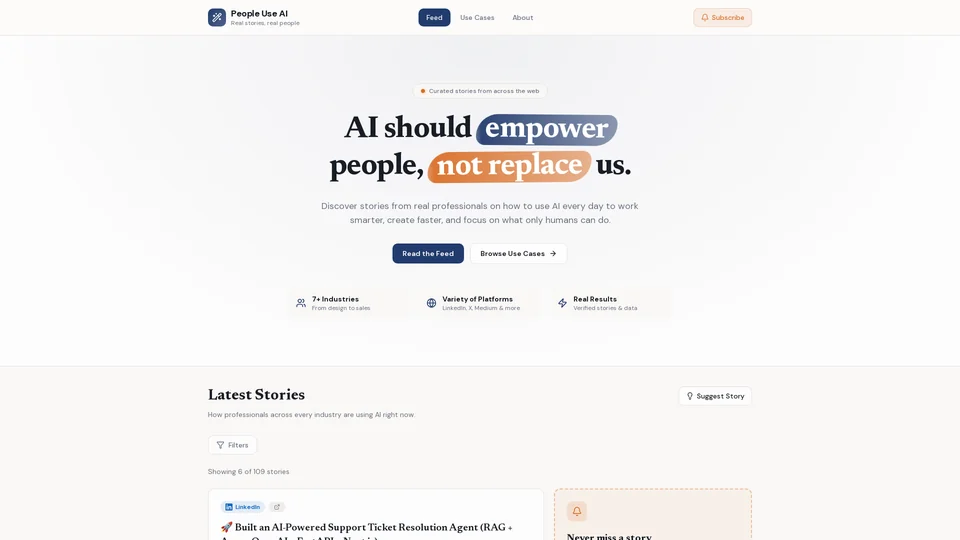 Homepage snapshot at launch