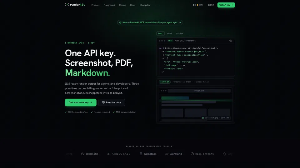 Homepage snapshot at launch