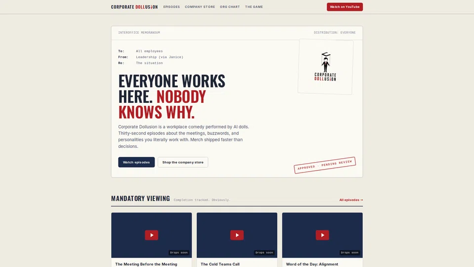 Homepage snapshot at launch