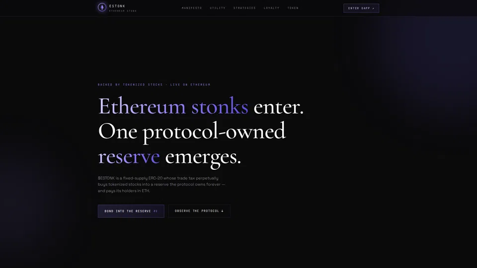 Homepage snapshot at launch