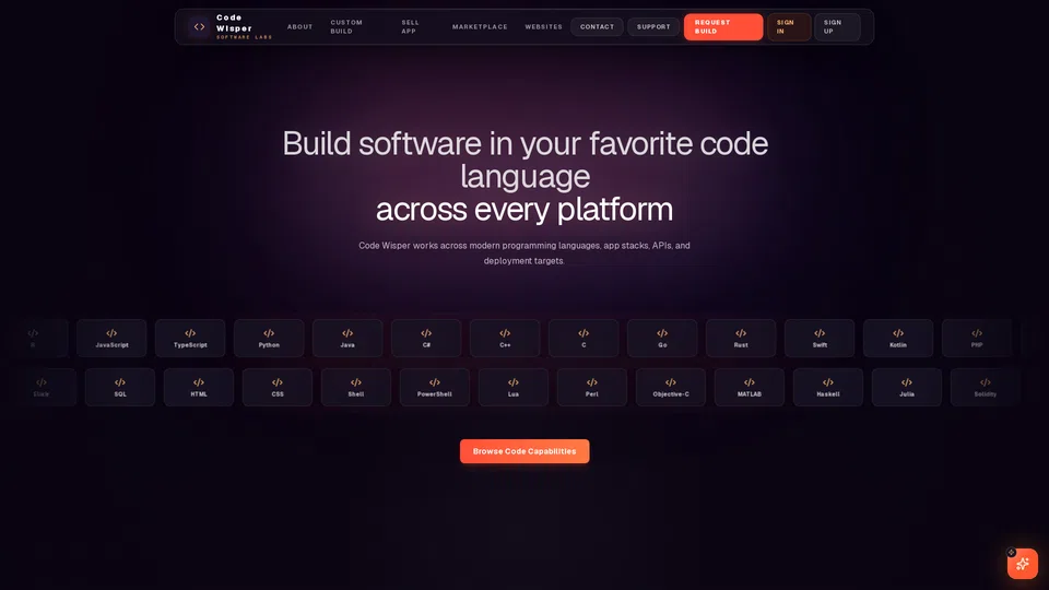 Homepage snapshot at launch