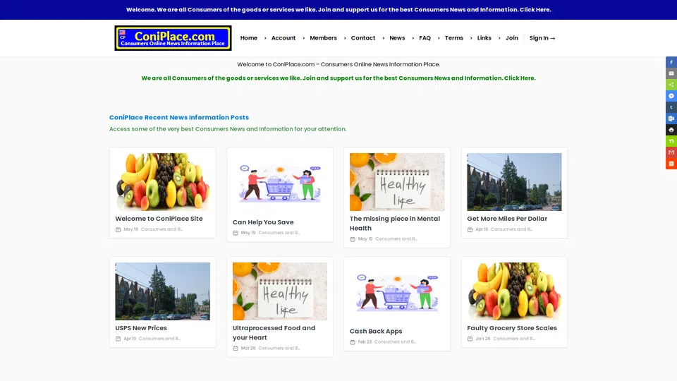 Homepage snapshot at launch