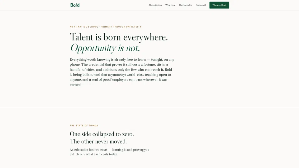 Homepage snapshot at launch