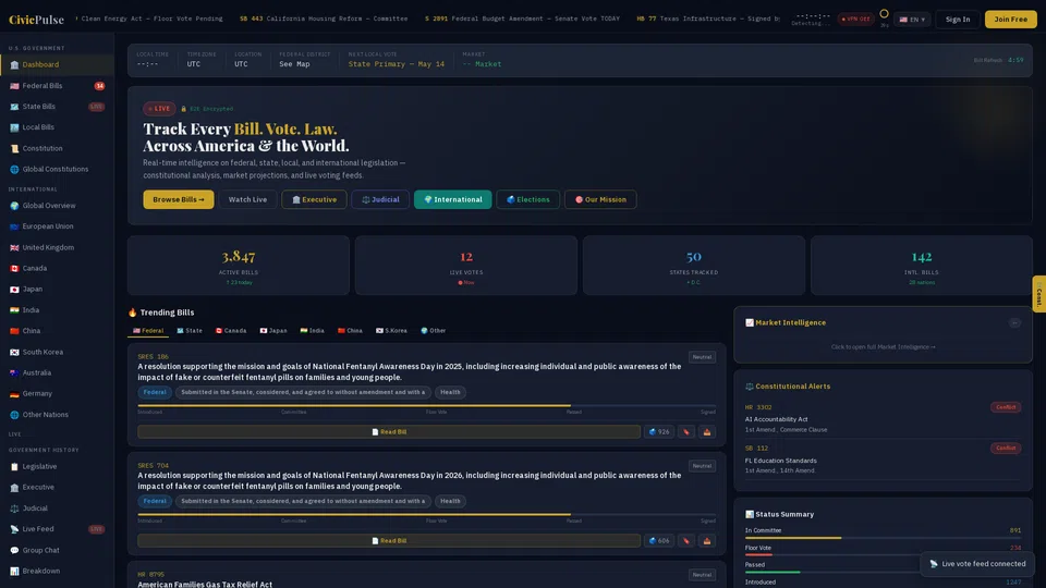 Homepage snapshot at launch