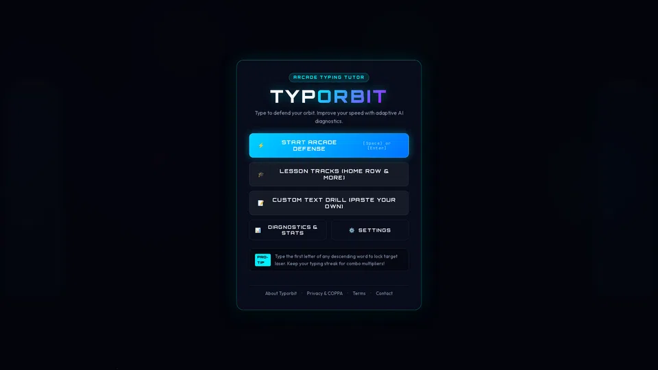 Homepage snapshot at launch