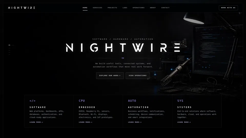 Homepage snapshot at launch