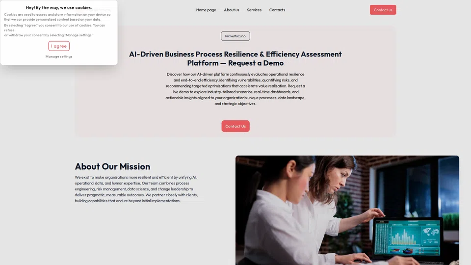 Homepage snapshot at launch