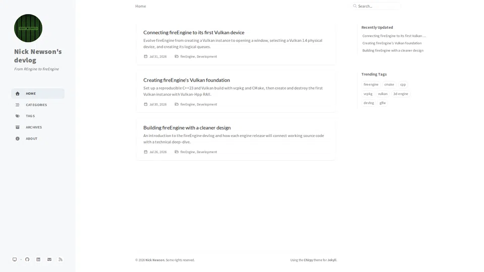 Homepage snapshot at launch