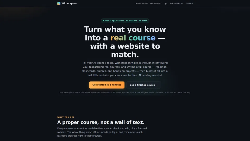 Homepage snapshot at launch