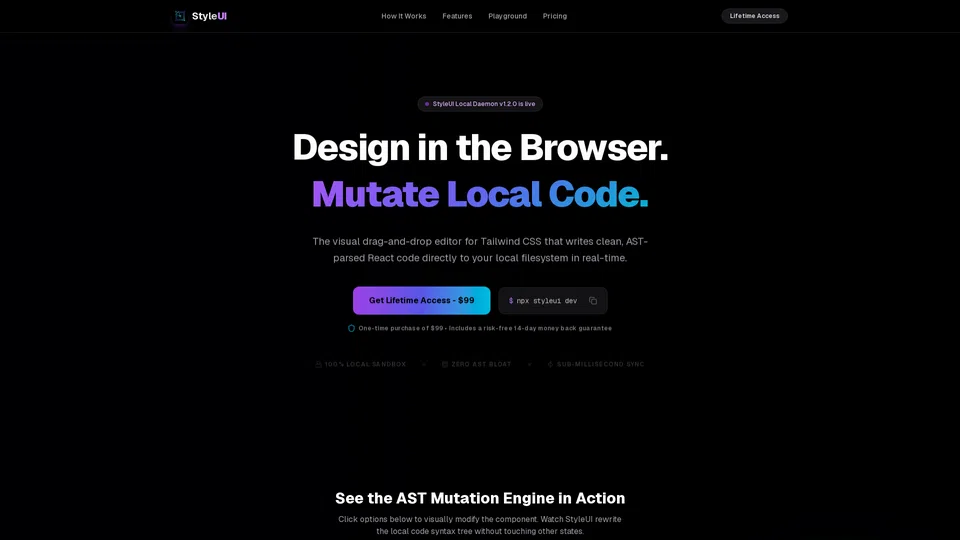 Homepage snapshot at launch