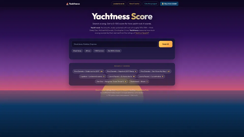 Homepage snapshot at launch