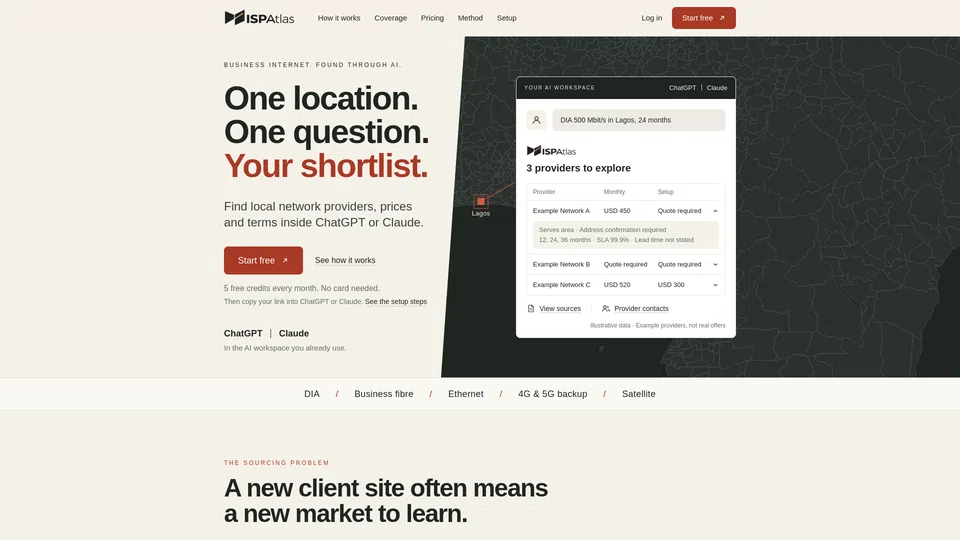 Homepage snapshot at launch