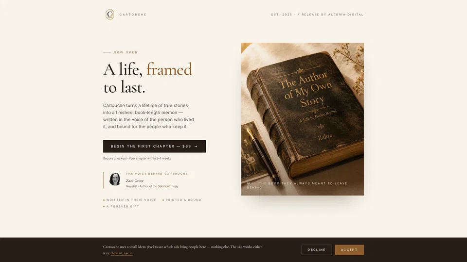 Homepage snapshot at launch