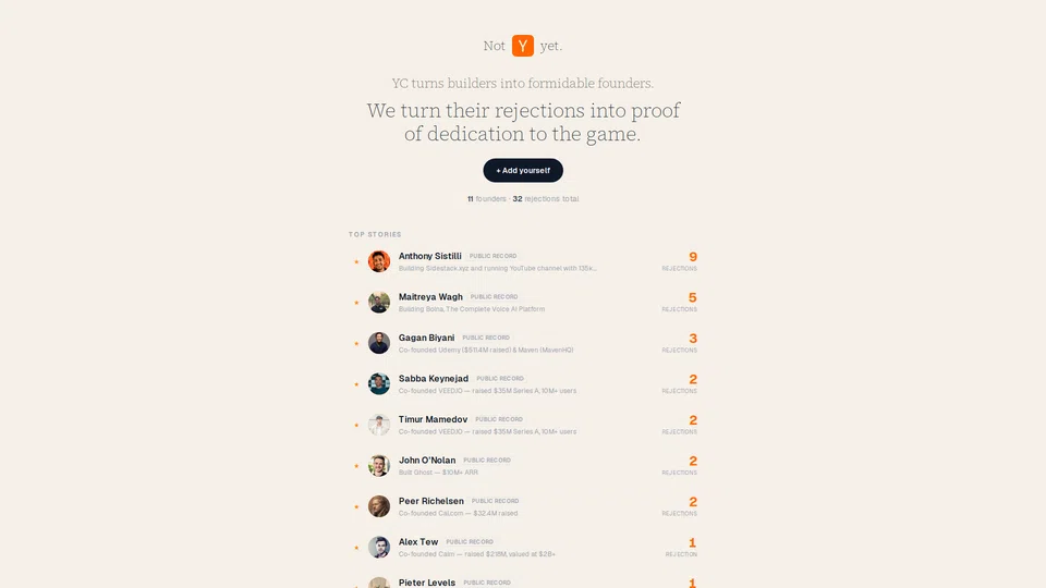 Homepage snapshot at launch
