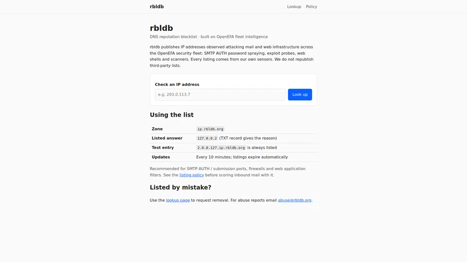 Homepage snapshot at launch