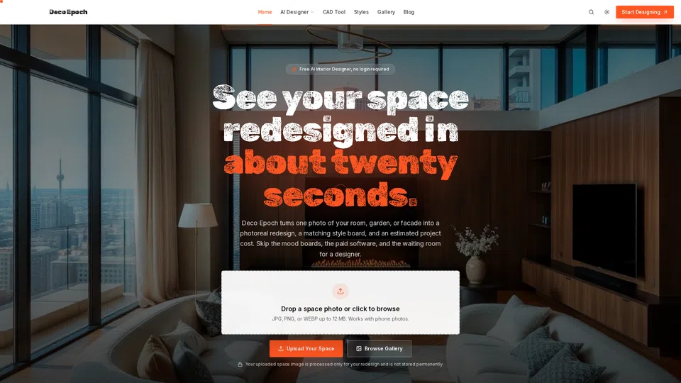 Homepage snapshot at launch
