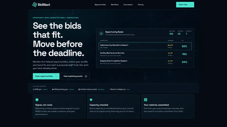 Homepage snapshot at launch