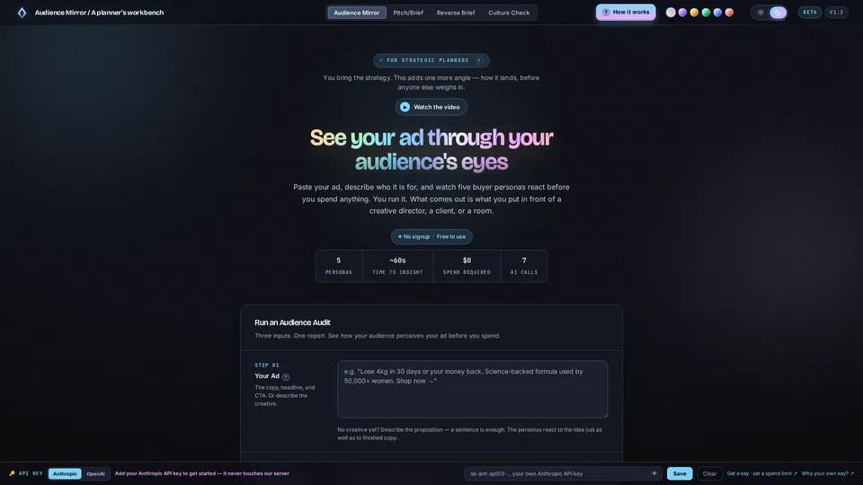 Homepage snapshot at launch
