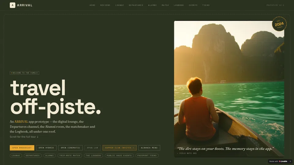 Homepage snapshot at launch