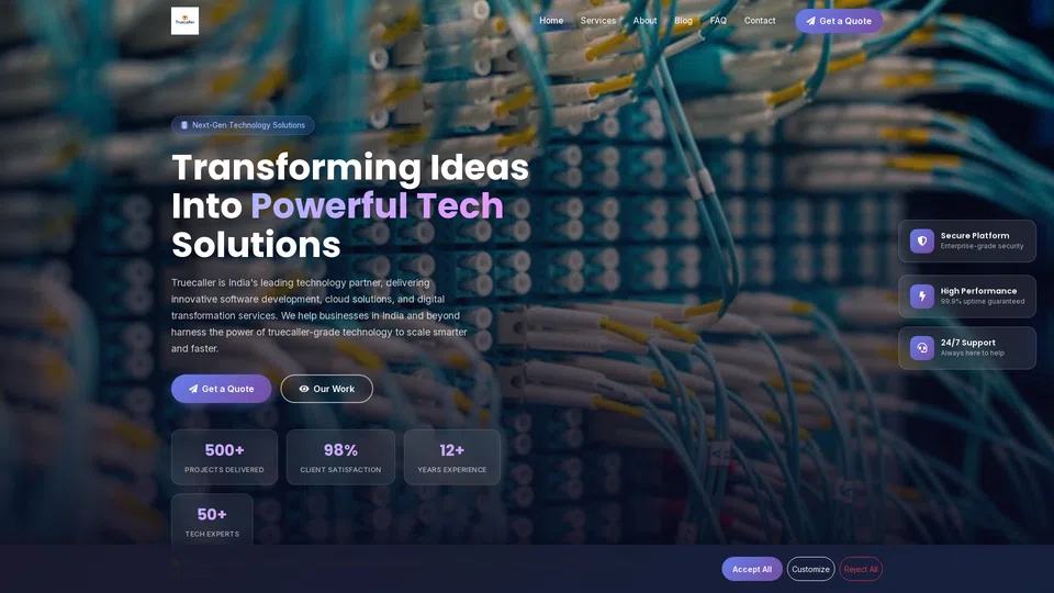 Homepage snapshot at launch