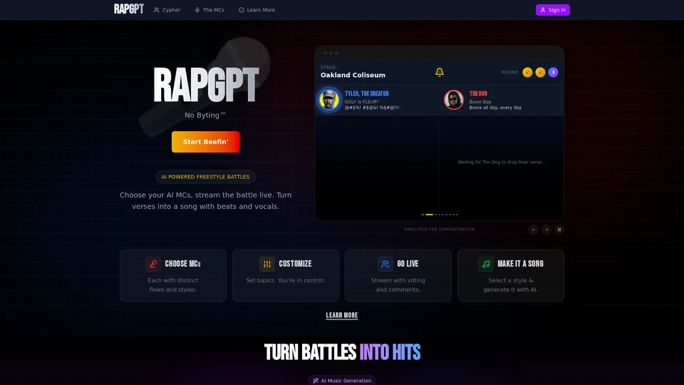 Homepage snapshot at launch